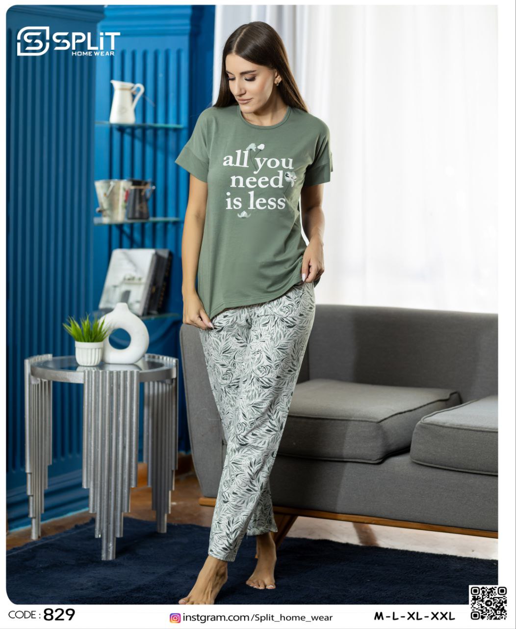 بيجامه قطعتين صيفي كود 829
